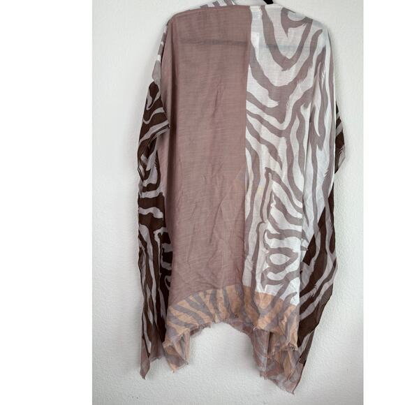 Anna & Ava Cover Up Shawl Top One Size Blush Kimono Tropical Zebra Print Resort - Picture 4 of 11